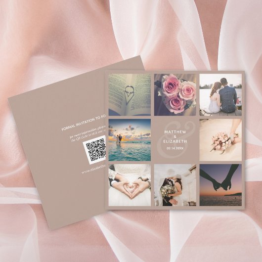 Save The Date Rustic Champagne Ampersand Photo Collage Mariage