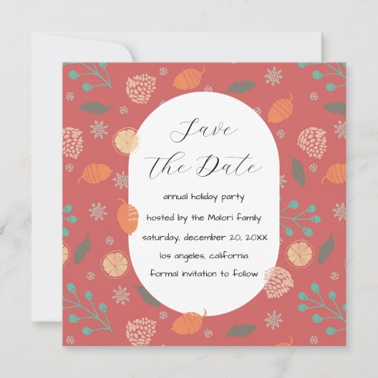 Save The Date Rustic Christmas Nature Pattern (Devant)
