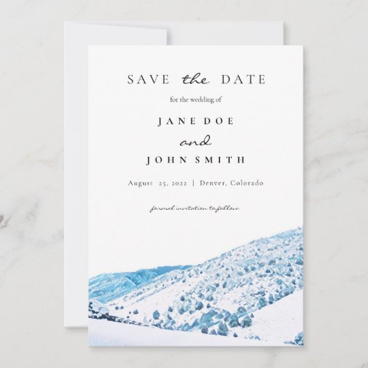 Save The Date Rustic Colorado Mountains Mariage d'hiver (Devant)