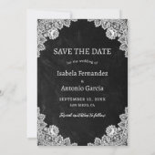 Save The Date Rustic Country Black Chalkboard dentelle Mariage P (Dos)