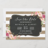 Save The Date Rustic Country Burlap Stripes Floral Enregistrer l (Devant)
