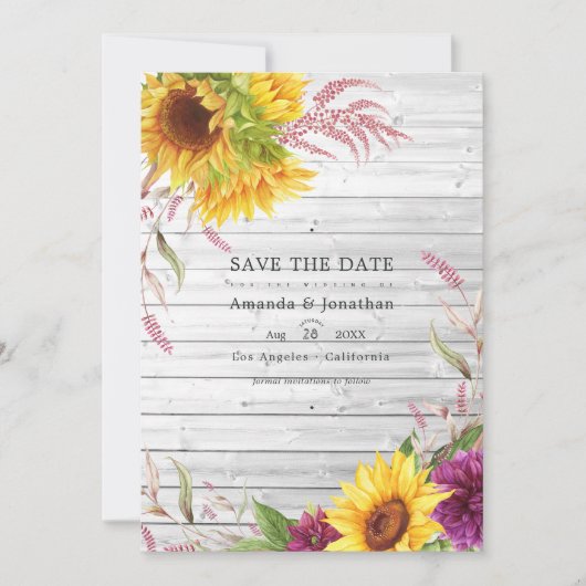 Save The Date Rustic Country Grange Tournesol Mariage Photo (Devant)