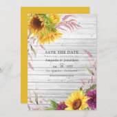 Save The Date Rustic Country Grange Tournesol Mariage Photo (Devant / Derrière)