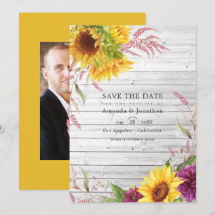 Save The Date Rustic Country Grange Tournesol Mariage Photo