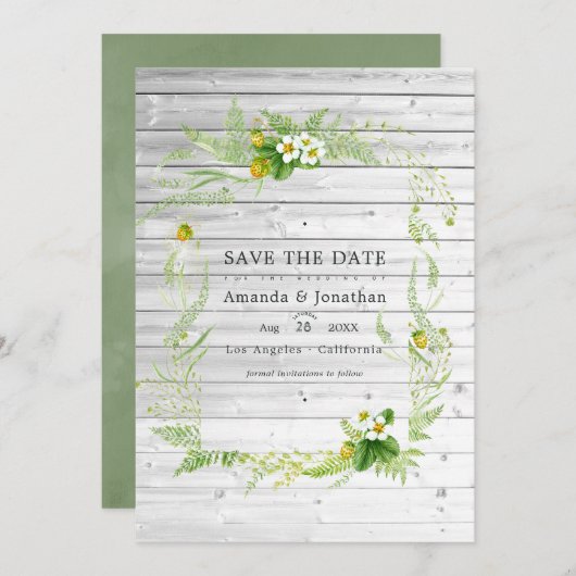 Save The Date Rustic Country Grange Verdure Mariage Photo (Devant / Derrière)