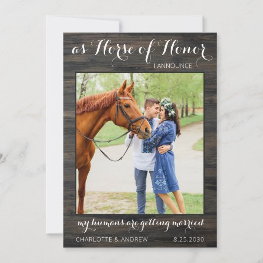 Save The Date Rustic Country Photo Personnaliser Pet Horse Maria (Devant)