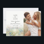 Save The Date Rustic Country Watercolor Fleur sauvage Mariage<br><div class="desc">Design de charme avec fleurs sauvages d'aquarelle douce,  calligraphie moderne. Utilisez l'outil Personnaliser pour ajouter vos informations. Les éléments correspondants se trouvent dans ma collection de Mariages Fleur sauvage.</div>