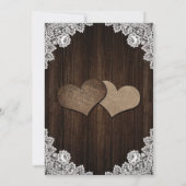 Save The Date Rustic Country Wood Hearts Floral Lace Mariage (Dos)
