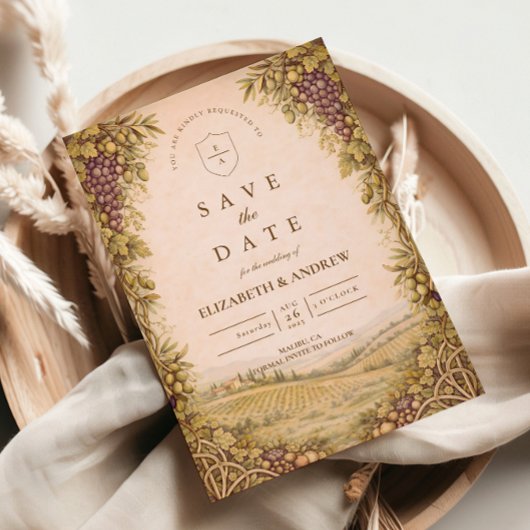 Save The Date Rustic Countryside Vineyard Wedding