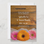 Save The Date Rustic Daisy Trio Mariage de la grange Enregistrer (Devant)
