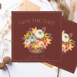 Save The Date Rustic Dark Terracotta Automne Citrouille Mariage<br><div class="desc">Rustic Dark Terracotta Automne Harvest Citrouilles Mariage Enregistrer la date Cartes - Embrassez la chaleur de la saison. Célébrez votre amour au milieu de la beauté de l'automne avec nos cartes de mariage enchanteresses à l'état neuf avec des citrouilles rustiques et des teintes chaudes orange et foncées en terre cuite....</div>