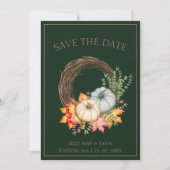 Save The Date Rustic Emerald Green Automne Citrouille Mariage (Devant)