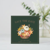 Save The Date Rustic Emerald Green Automne Citrouille Mariage (Debout devant)