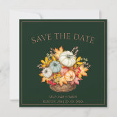 Save The Date Rustic Emerald Green Automne Citrouille Mariage (Devant)