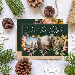 Save The Date Rustic Emerald Green Fall Leaf Trois Mariage photo<br><div class="desc">Chute en Amour Automne Quitte Harvest Mariage Trois-Photo Sauvez les Cartes de Date - Embrassez la Chaleur de la saison. Célébrez votre amour au milieu de la beauté époustouflante de l'automne avec nos cartes mariages captivantes trois photos de sauvegarde avec des feuilles d'automne rustiques et des teintes chaudes orange et...</div>