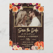 Save The Date Rustic Fall Citrouille mariage floral enregistrer  (Devant / Derrière)