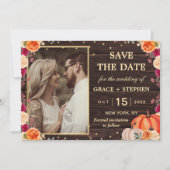 Save The Date Rustic Fall Citrouille mariage floral enregistrer (Devant)