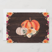 Save The Date Rustic Fall Citrouille mariage floral enregistrer (Dos)