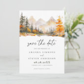 Save The Date Rustic Fall Mountain Pine Forest Wedding (Debout devant)