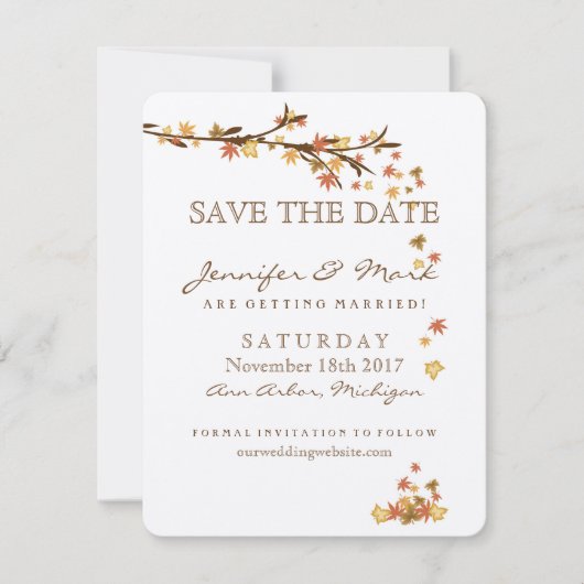 Save The Date Rustic Fall quitte mariage Enregistrer la date (Devant)