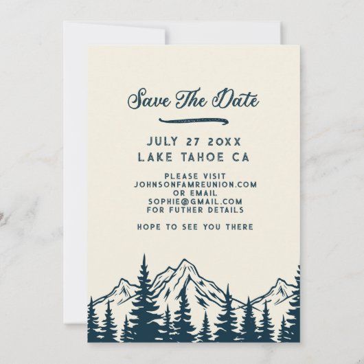 Save The Date Rustic Family Reunion Enregistrer la date Retro Su (Dos)