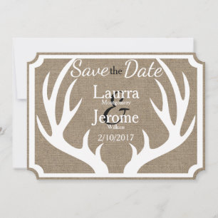 Save The Date Rustic Farmhouse White Deer Antlers Enregistrer la