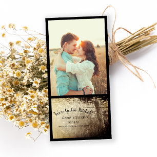 Save The Date Rustic Fence Post et Fleur sauvage Pays Sepia