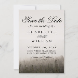 Save The Date Rustic Forest Misty Mariage paysage