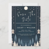 Save The Date Rustic Forest Stars Neige brillant Mariage d'hiver (Devant)