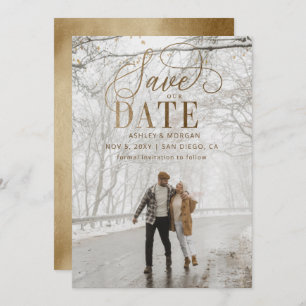 Save The Date Rustic Gold Minimal photo moderne