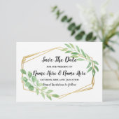 Save The Date Rustic Gouden Frame Leaf Uitnodiging (Staand voorkant)
