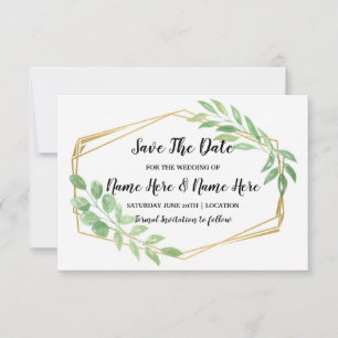 Save The Date Rustic Gouden Frame Leaf Uitnodiging