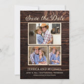 Save The Date Rustic Grange Mariage en bois 3 Photo Date de sauv (Devant)