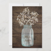 Save The Date Rustic Grange Mariage Wood Mason Jar Babys Respire (Dos)