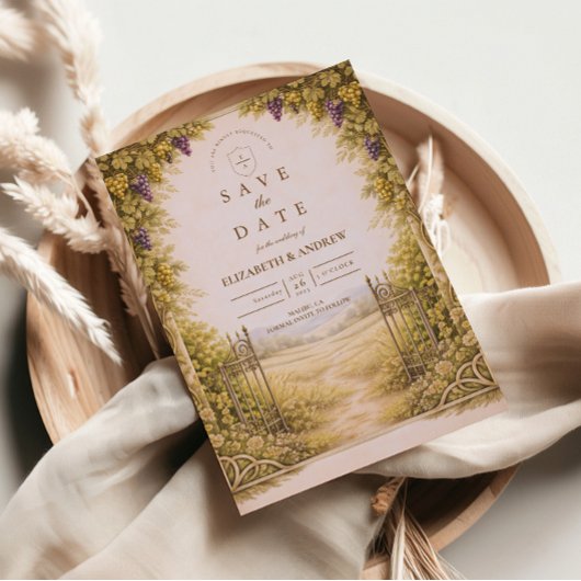 Save The Date Rustic Grape Garden Countryside Wedding