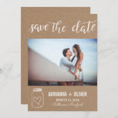 Save The Date Rustic Heart Mason Jar Enregistrer La Date Couple  (Devant / Derrière)