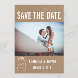 Save The Date Rustic Heart Mason Jar Enregistrer La Date Couple 