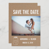 Save The Date Rustic Heart Mason Jar Enregistrer La Date Couple  (Devant / Derrière)