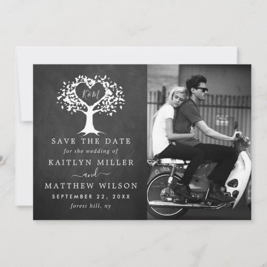 Save The Date Rustic Heart Tree Photo Mariage Enregistrer La Dat (Devant)