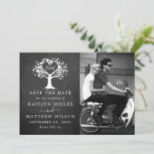 Save The Date Rustic Heart Tree Photo Mariage Enregistrer La Dat (Debout devant)