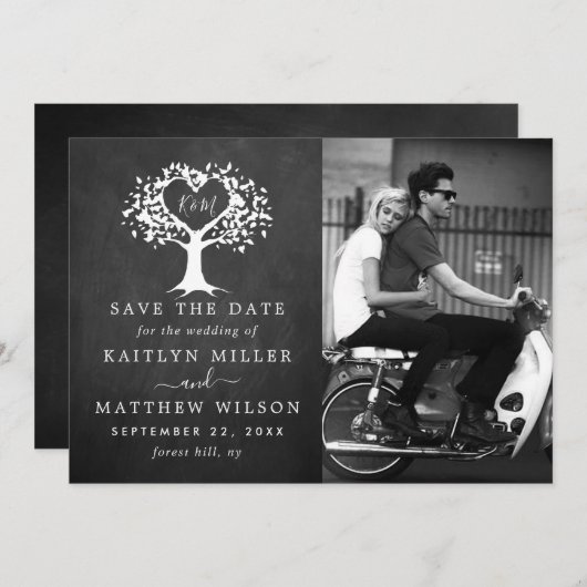 Save The Date Rustic Heart Tree Photo Mariage Enregistrer La Dat (Devant / Derrière)