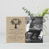 Save The Date Rustic Heart Tree Photo Mariage Enregistrer La Dat (Debout devant)