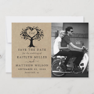 Save The Date Rustic Heart Tree Photo Mariage Enregistrer La Dat