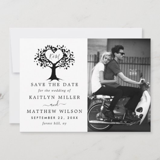Save The Date Rustic Heart Tree Photo Mariage Enregistrer La Dat (Devant)