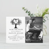 Save The Date Rustic Heart Tree Photo Mariage Enregistrer La Dat (Debout devant)