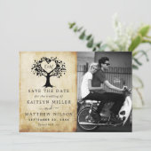 Save The Date Rustic Heart Tree Photo Mariage Enregistrer La Dat (Debout devant)