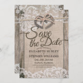 Save The Date Rustic Horseshoe Burlap Lace Wedding Enregistrer L (Devant / Derrière)