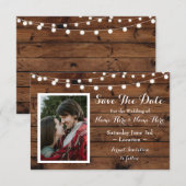 Save The Date Rustic Houten Rustieke Foto Uitnodig (Voorkant / Achterkant)