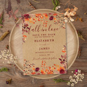 Save The Date Rustic Kraft Automne Floral Mariage