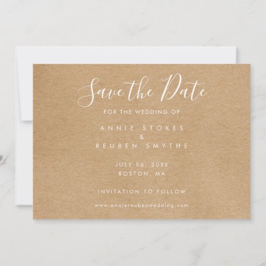 Save The Date Rustic Kraft Enregistrer la photo de la date manus (Dos)